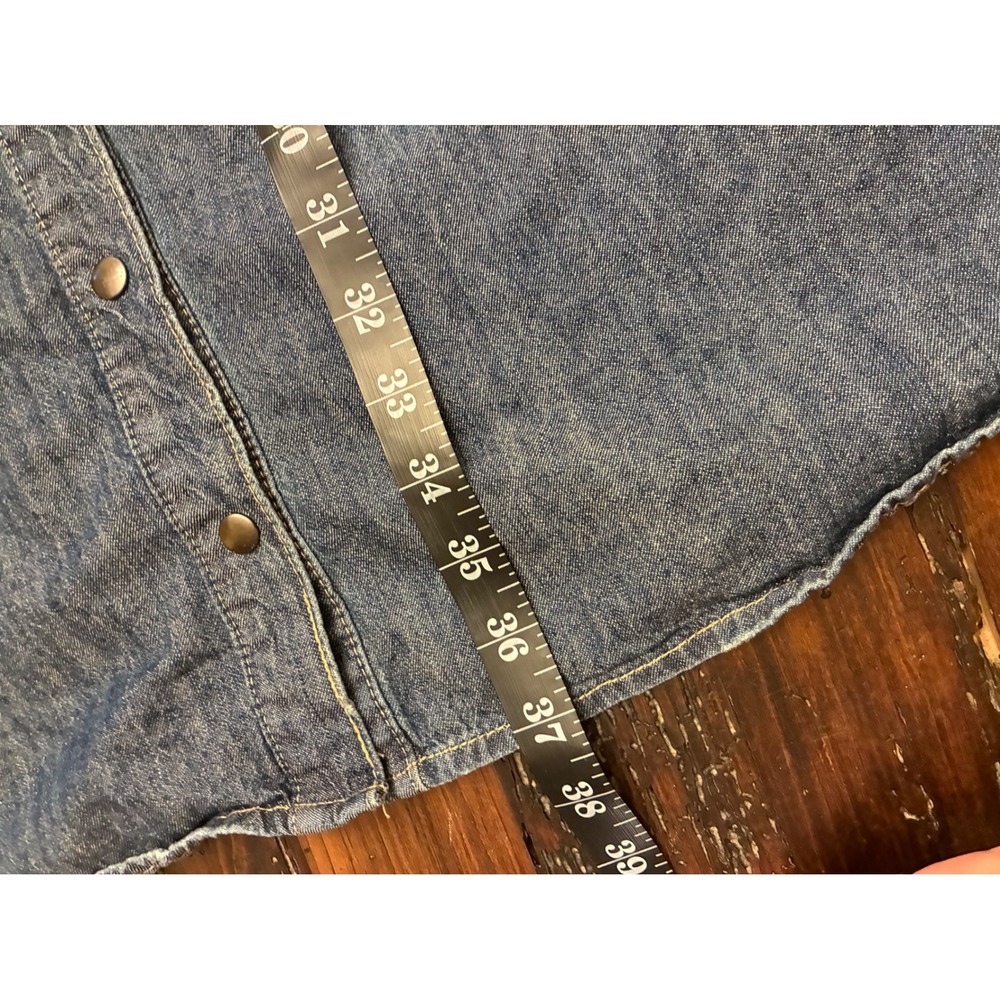 Stetson Denim Embroidered Mini Dress Long Sleeve Snap Up Western Yoke Women's M - Picture 6 of 7